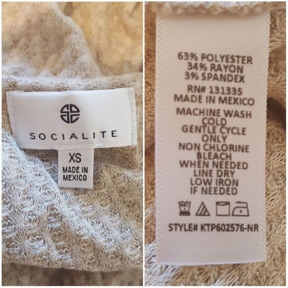Socialite Thermal Henley Top Size XS in Oatmeal - Picture 6 of 10